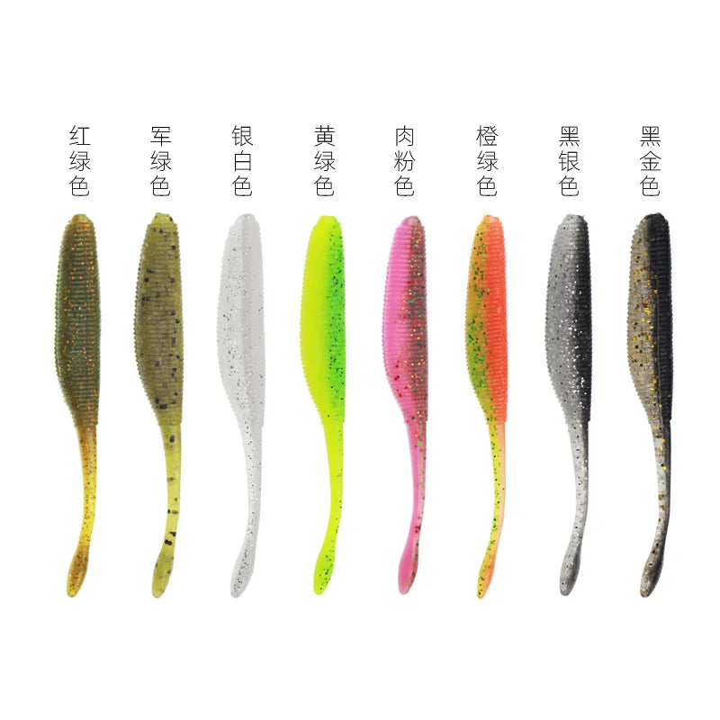 10pcs Stick Worm Soft Plastic Lures | 75mm / 90mm / 110mm Salted Straight Tail Soft Baits