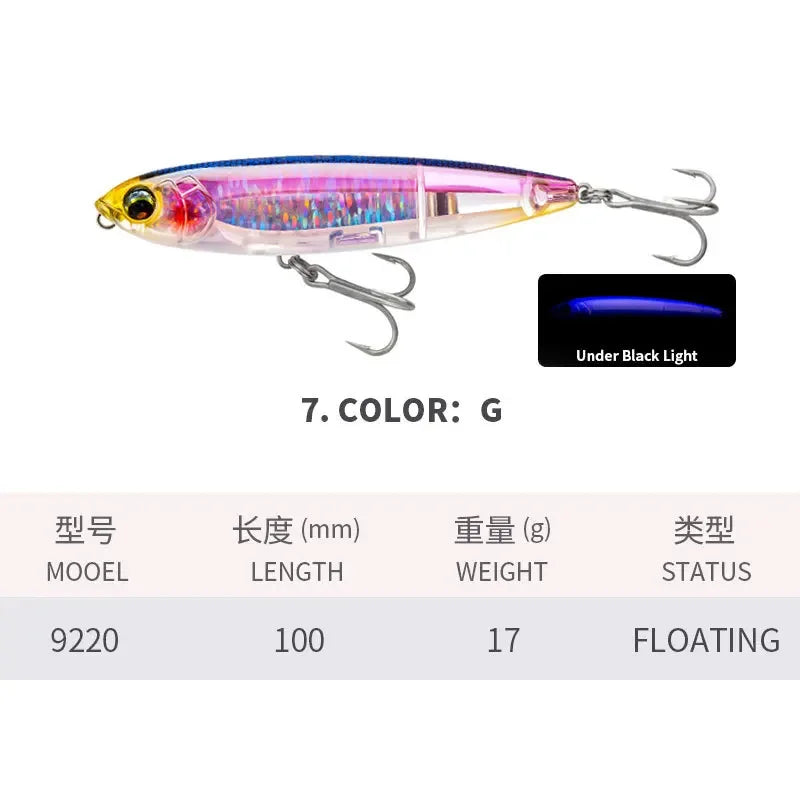 KNCONAN 100mm Topwater Pencil Lure | 17g Floating Walk-The-Dog Hardbody