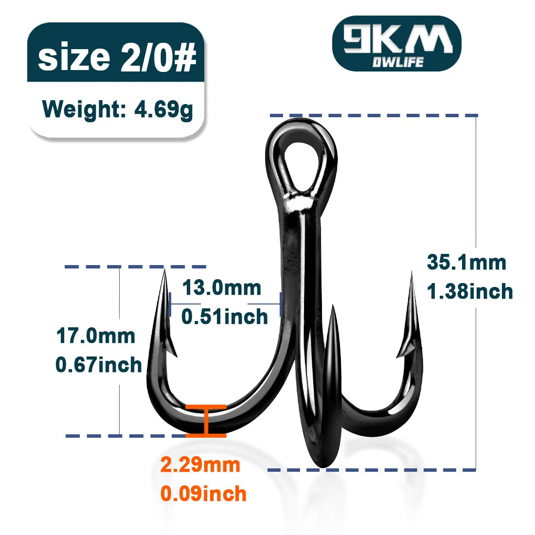 9KM 4X Treble Hooks | High Carbon Steel Barbed Replacement Hooks | 10–30pcs