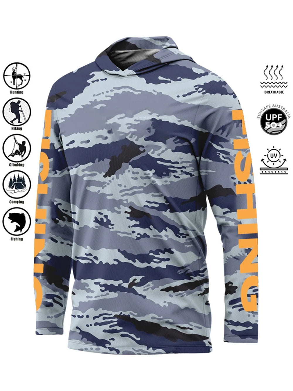 Men’s UPF50+ Fishing Hoodie | Quick-Dry Breathable Long Sleeve Fishing Shirt