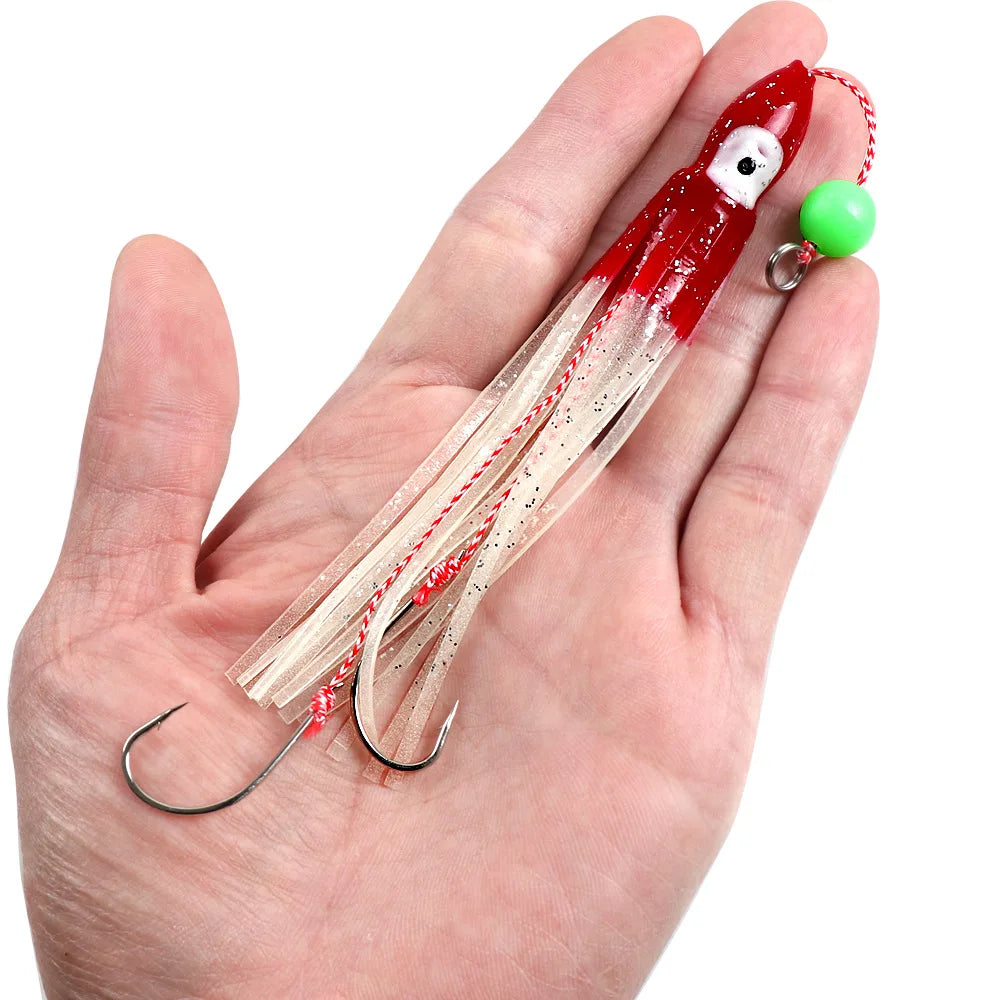 12cm Squid Jig Lure | 10g Octopus Skirt Bait with Double Hook | Saltwater Fishing Lure