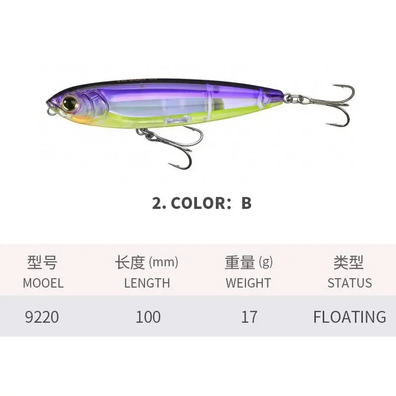 KNCONAN 100mm Topwater Pencil Lure | 17g Floating Walk-The-Dog Hardbody