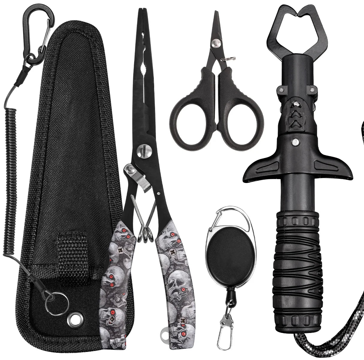 Complete Fishing Tool Kit | Fish Gripper, Fishing Scissors, Lip Gripper, Lanyard & Carry Pouch
