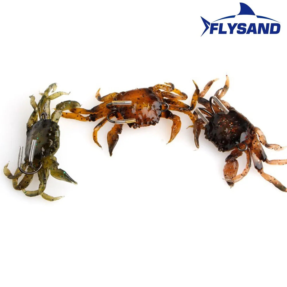 FLYSAND Bionic Crab Soft Lure | Silicone 3D Crab Bait with Hook | 1pc Jig Head Lure